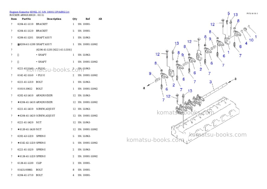 Komatsu 6D95L-1C S/N 10001-UP Parts catalog cover Komatsu 6D95L-1C S/N 10001-UP Parts catalog cover