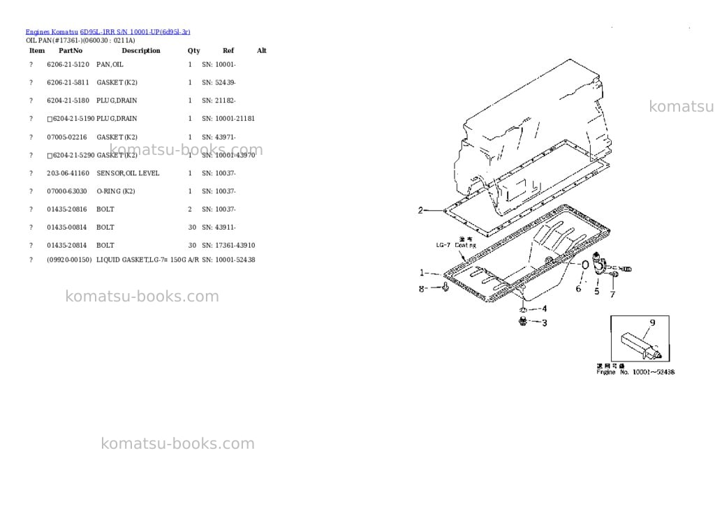 Komatsu 6D95L-1RR S/N 10001-UP Parts catalog cover Page 10