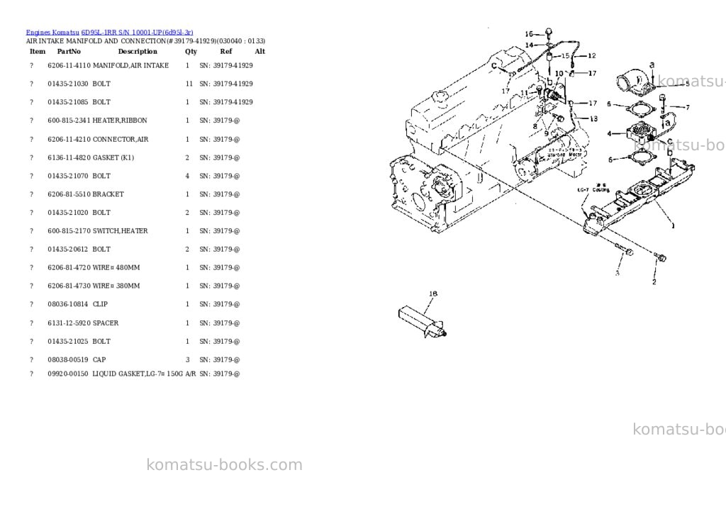 Komatsu 6D95L-1RR S/N 10001-UP Parts catalog cover Page 3