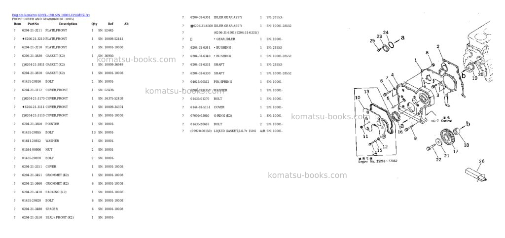 Komatsu 6D95L-1RR S/N 10001-UP Parts catalog cover Page 9