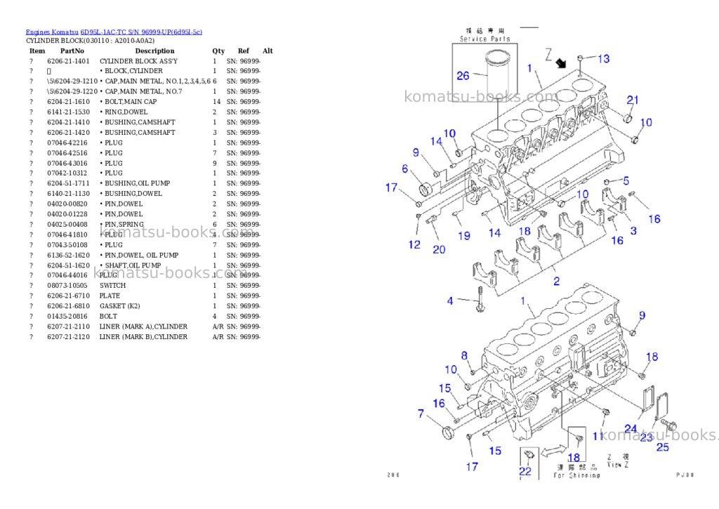 Komatsu 6d95l-1ac-tc s/n 96999-up Parts catalog cover Page 10