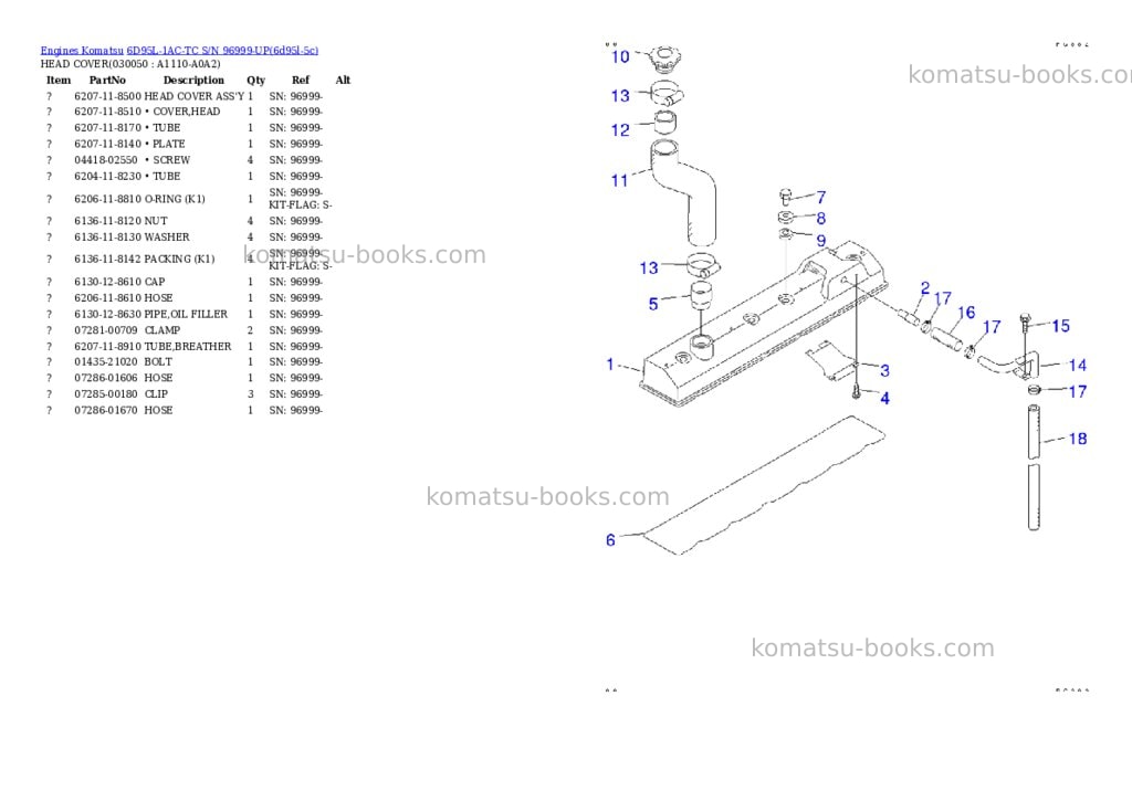 Komatsu 6d95l-1ac-tc s/n 96999-up Parts catalog cover Page 4