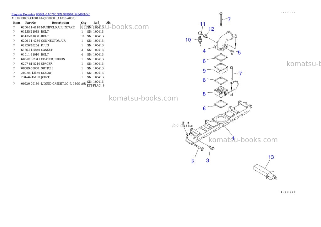 Komatsu 6d95l-1ac-tc s/n 96999-up Parts catalog cover Page 5