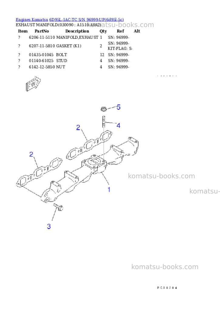 Komatsu 6d95l-1ac-tc s/n 96999-up Parts catalog cover Page 8