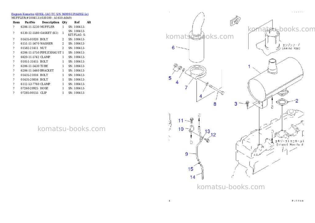Komatsu 6d95l-1ac-tc s/n 96999-up Parts catalog cover Page 9