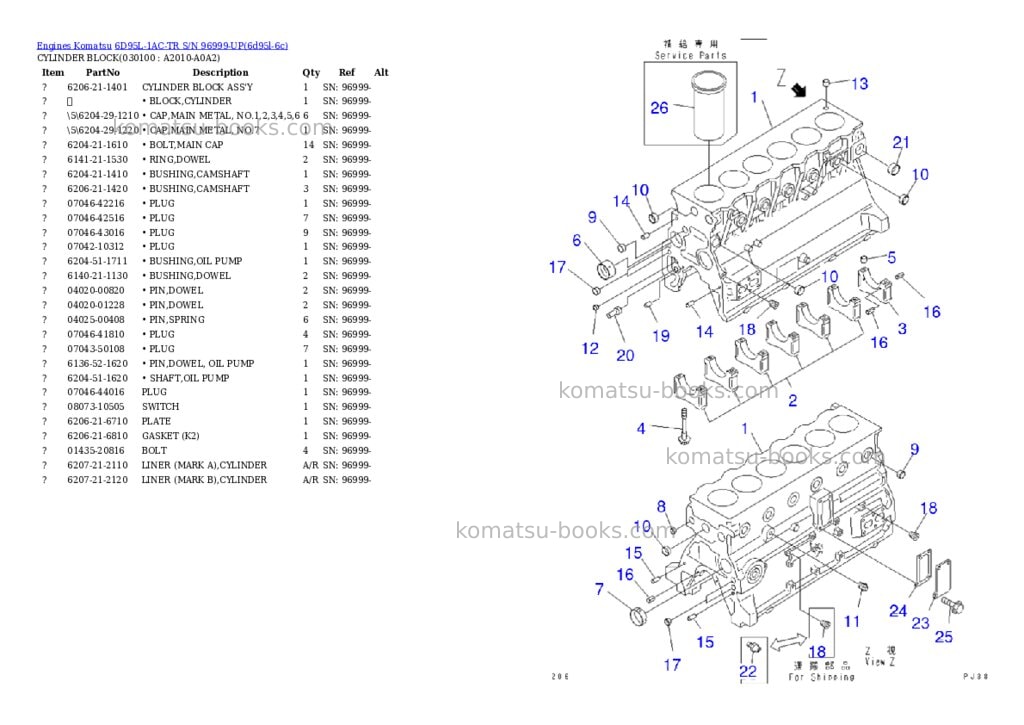 Komatsu 6d95l-1ac-tr s/n 96999-up Parts catalog cover Page 10