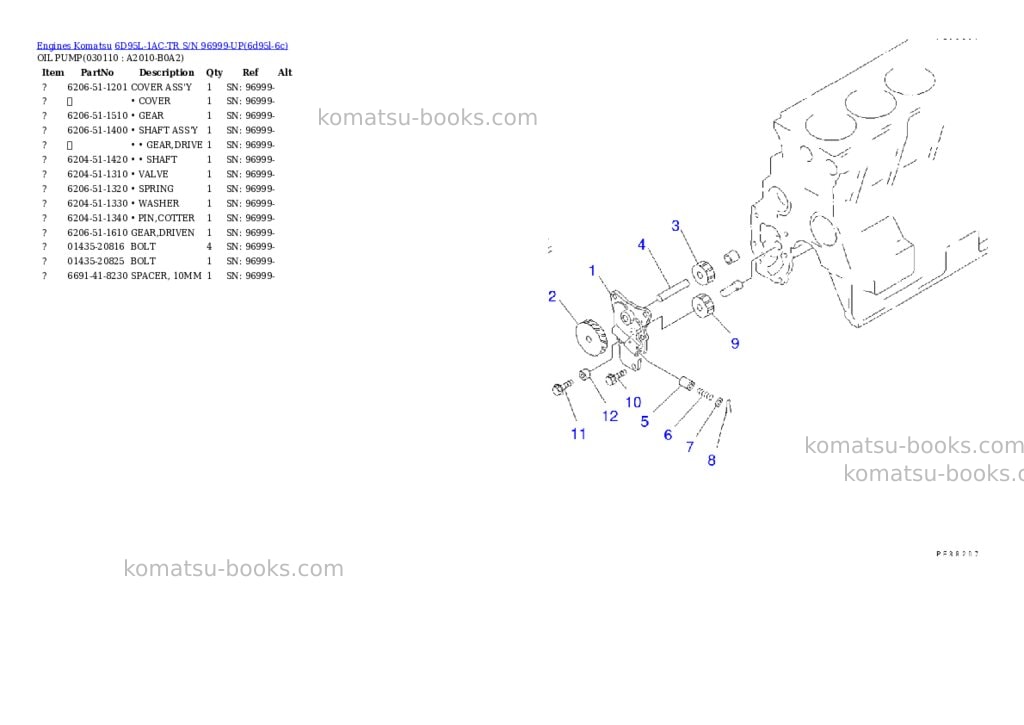 Komatsu 6d95l-1ac-tr s/n 96999-up Parts catalog cover Page 11