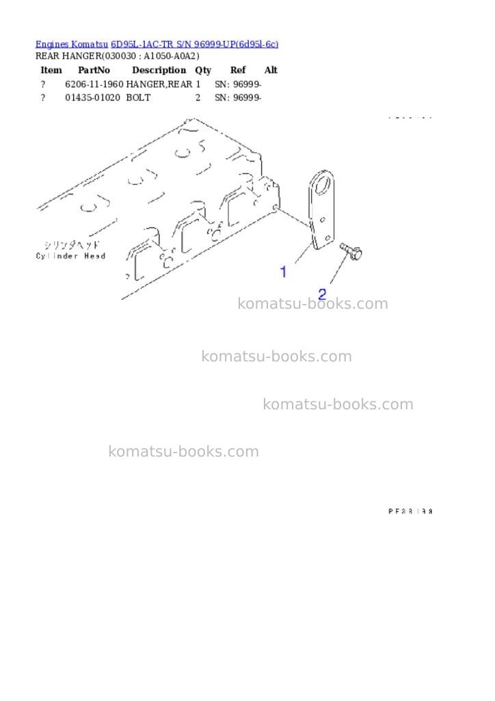 Komatsu 6d95l-1ac-tr s/n 96999-up Parts catalog cover Page 3