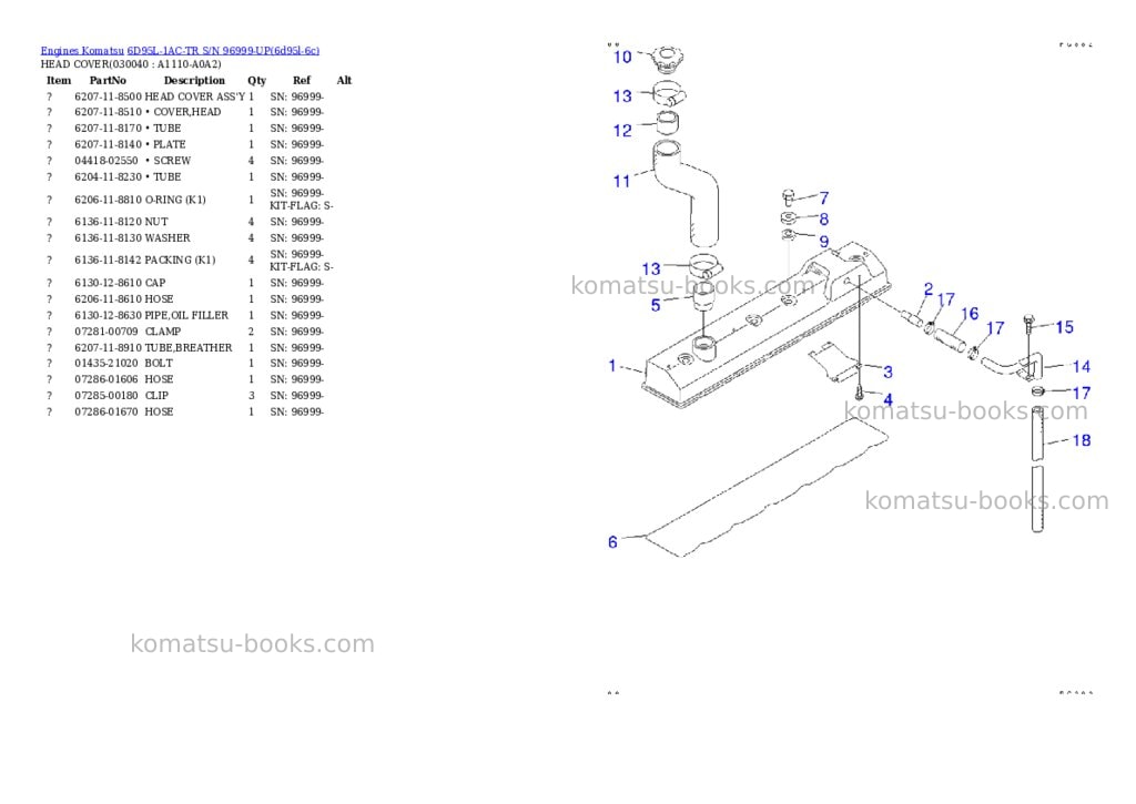 Komatsu 6d95l-1ac-tr s/n 96999-up Parts catalog cover Page 4