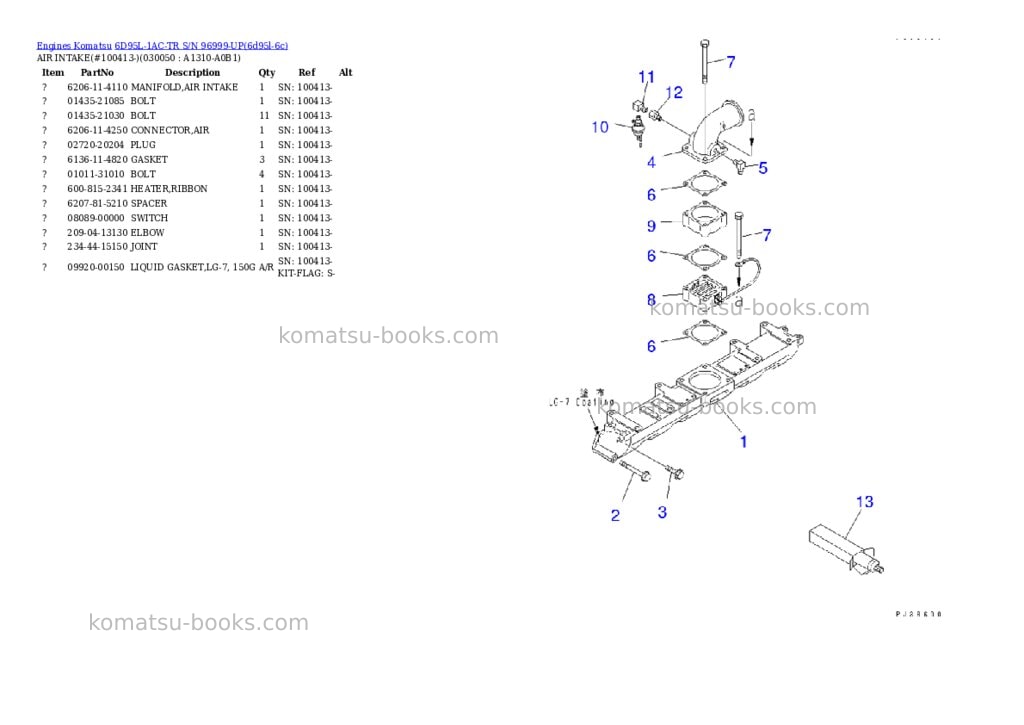 Komatsu 6d95l-1ac-tr s/n 96999-up Parts catalog cover Page 5
