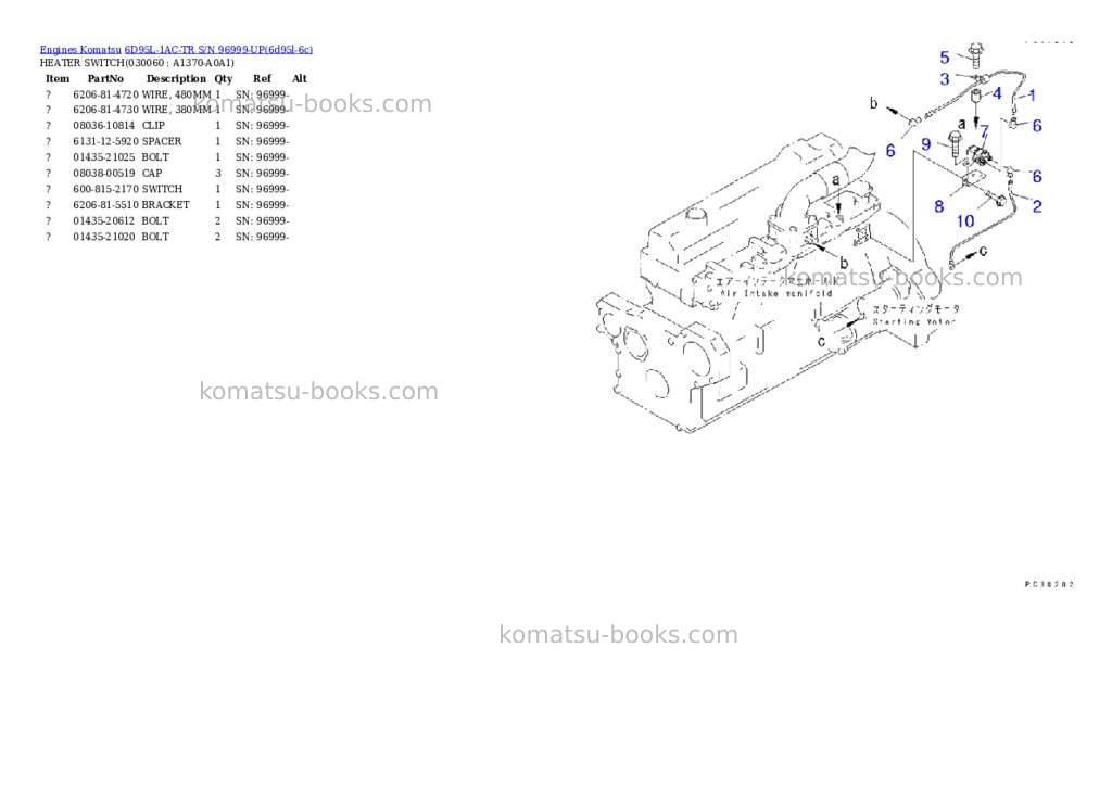Komatsu 6d95l-1ac-tr s/n 96999-up Parts catalog cover Page 6