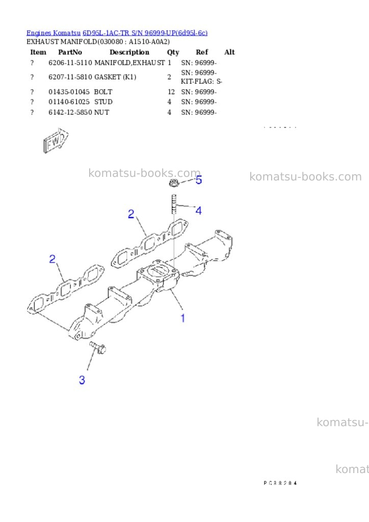 Komatsu 6d95l-1ac-tr s/n 96999-up Parts catalog cover Page 8