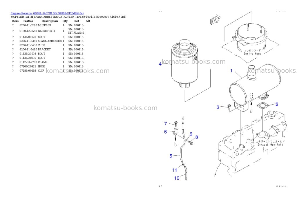 Komatsu 6d95l-1ac-tr s/n 96999-up Parts catalog cover Page 9