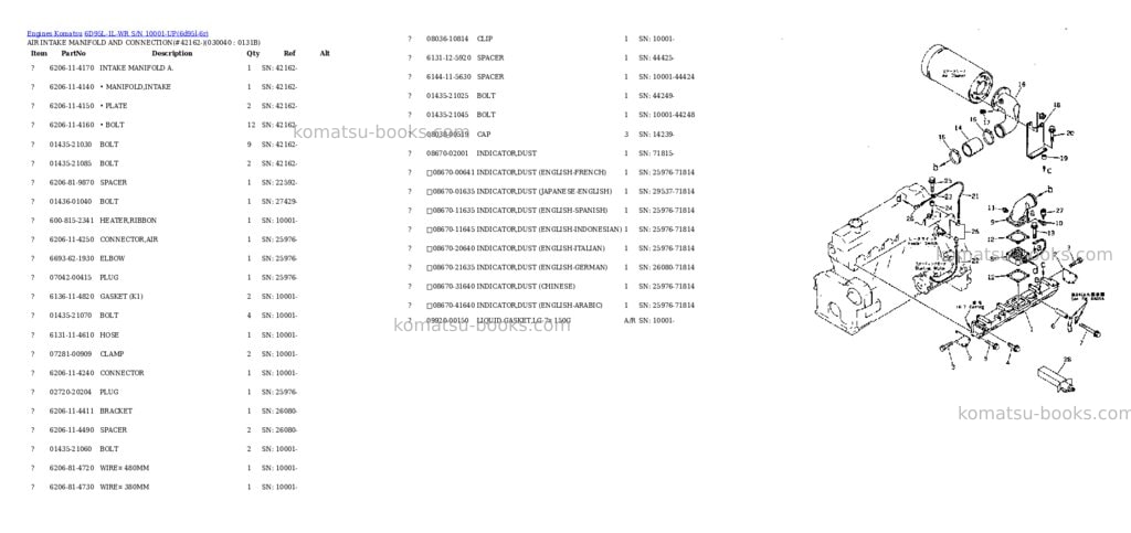 Komatsu 6D95L-1L-WR S/N 10001-UP Parts catalog cover Page 3 Komatsu 6D95L-1L-WR S/N 10001-UP Parts catalog cover Page 3