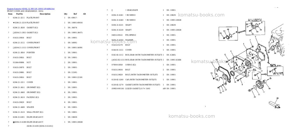 Komatsu 6D95L-1L-WR S/N 10001-UP Parts catalog cover Page 7 Komatsu 6D95L-1L-WR S/N 10001-UP Parts catalog cover Page 7