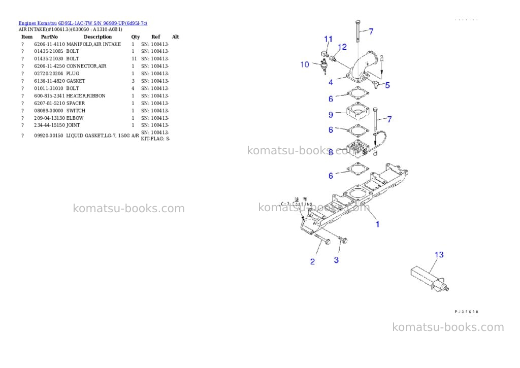Komatsu 6D95L-1AC-TW S/N 96999-UP Parts catalog cover Page 4 Komatsu 6D95L-1AC-TW S/N 96999-UP Parts catalog cover Page 4