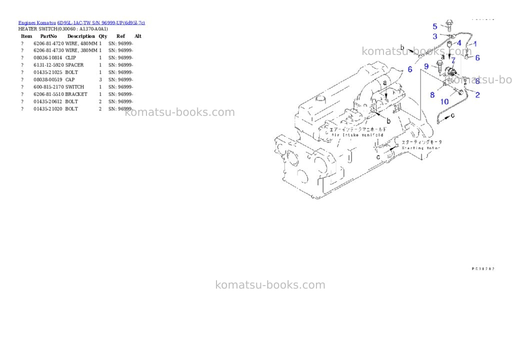 Komatsu 6D95L-1AC-TW S/N 96999-UP Parts catalog cover Page 5 Komatsu 6D95L-1AC-TW S/N 96999-UP Parts catalog cover Page 5