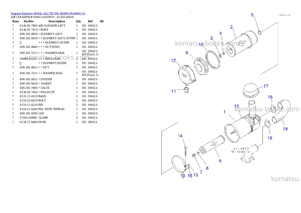Komatsu 6D95L-1AC-TW S/N 96999-UP Parts catalog cover Page 6 Komatsu 6D95L-1AC-TW S/N 96999-UP Parts catalog cover Page 6