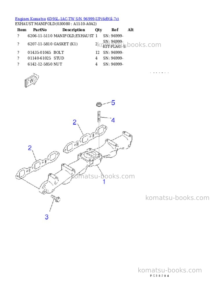 Komatsu 6D95L-1AC-TW S/N 96999-UP Parts catalog cover Page 7 Komatsu 6D95L-1AC-TW S/N 96999-UP Parts catalog cover Page 7