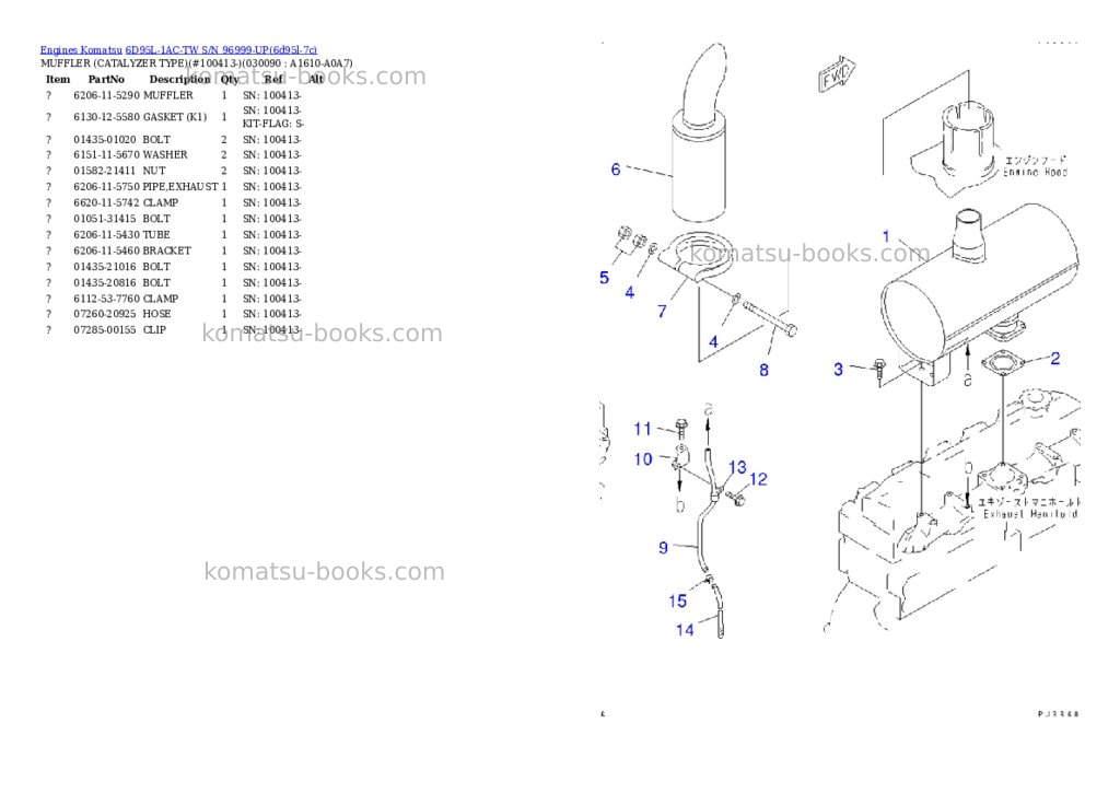 Komatsu 6D95L-1AC-TW S/N 96999-UP Parts catalog cover Page 8 Komatsu 6D95L-1AC-TW S/N 96999-UP Parts catalog cover Page 8