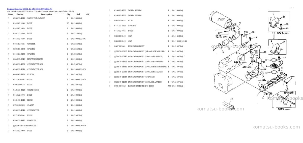 Komatsu 6D95L-1L S/N 10001-UP Parts catalog cover Page 3