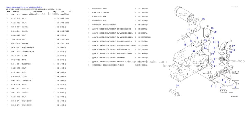 Komatsu 6D95L-1L S/N 10001-UP Parts catalog cover Page 4