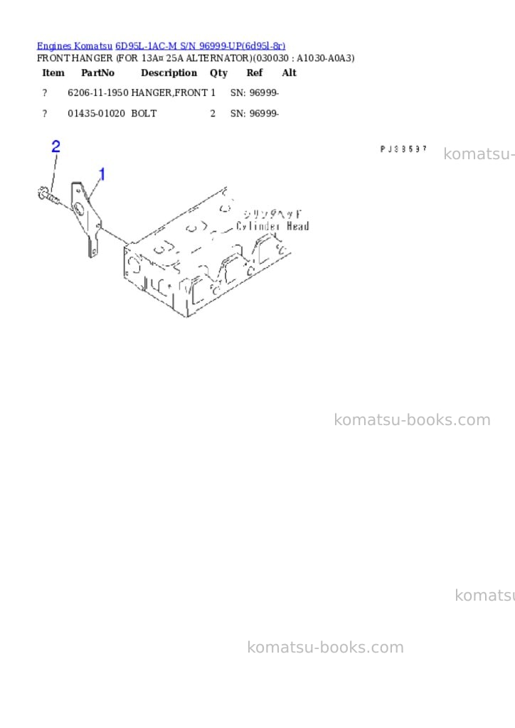 Komatsu 6d95l-1ac-m s/n 96999-up Parts catalog cover Page 2