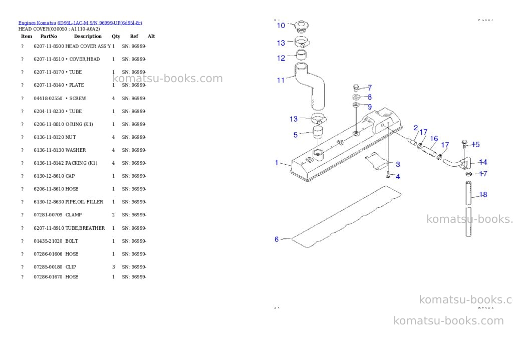 Komatsu 6d95l-1ac-m s/n 96999-up Parts catalog cover Page 4