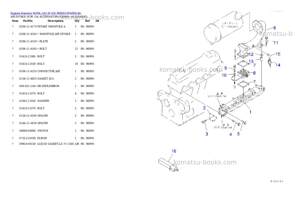 Komatsu 6d95l-1ac-m s/n 96999-up Parts catalog cover Page 5