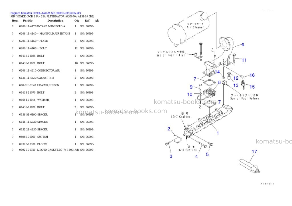 Komatsu 6d95l-1ac-m s/n 96999-up Parts catalog cover Page 6