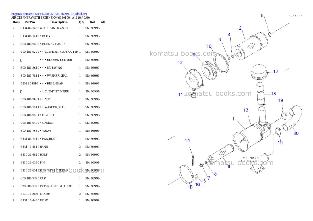Komatsu 6d95l-1ac-m s/n 96999-up Parts catalog cover Page 9