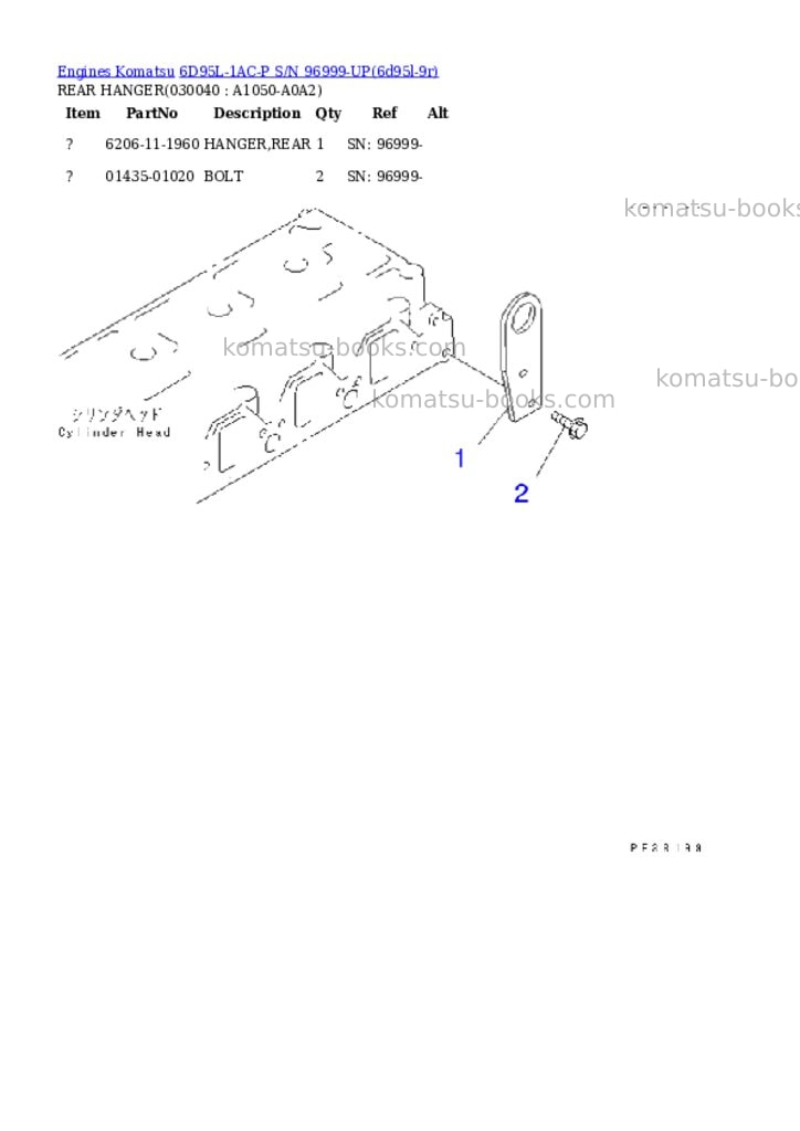 Komatsu 6D95L-1AC-P S/N 96999-UP Parts catalog cover Page 3