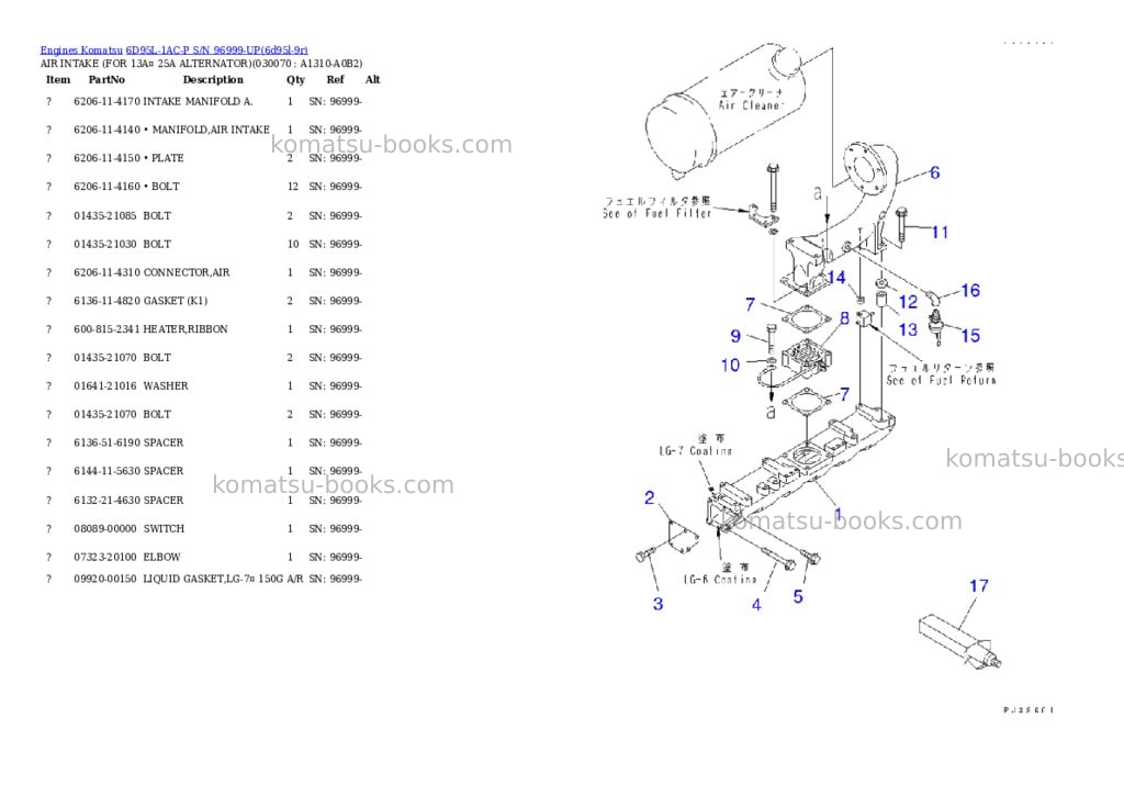 Komatsu 6D95L-1AC-P S/N 96999-UP Parts catalog cover Page 6
