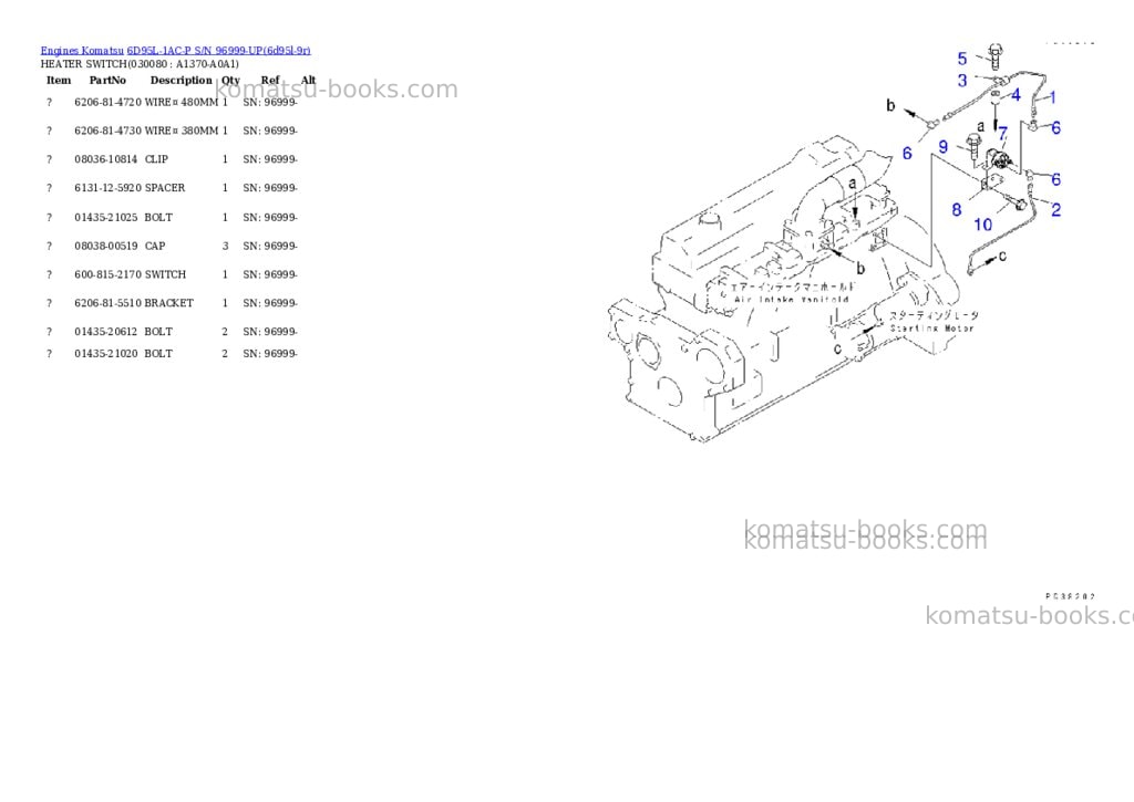 Komatsu 6D95L-1AC-P S/N 96999-UP Parts catalog cover Page 7