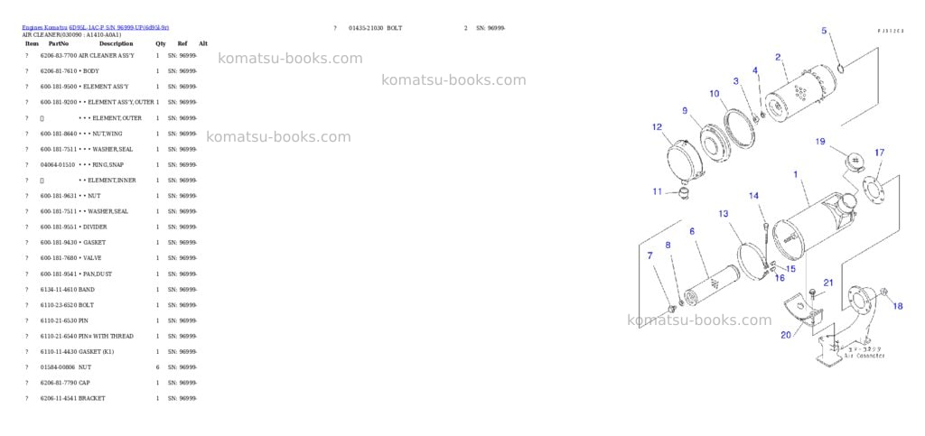 Komatsu 6D95L-1AC-P S/N 96999-UP Parts catalog cover Page 8