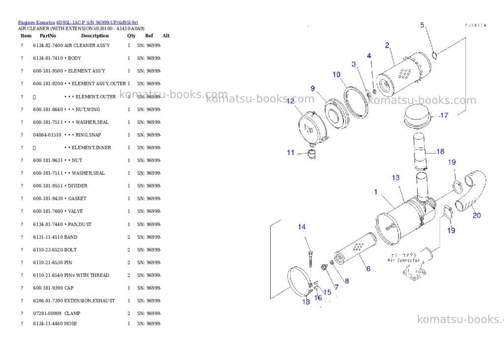 Komatsu 6D95L-1AC-P S/N 96999-UP Parts catalog cover Page 9