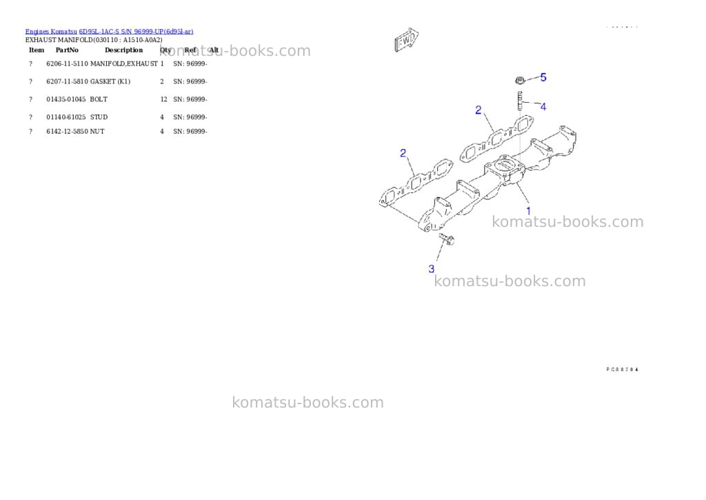 Komatsu 6D95L-1AC-S S/N 96999-UP Parts catalog cover Page 10