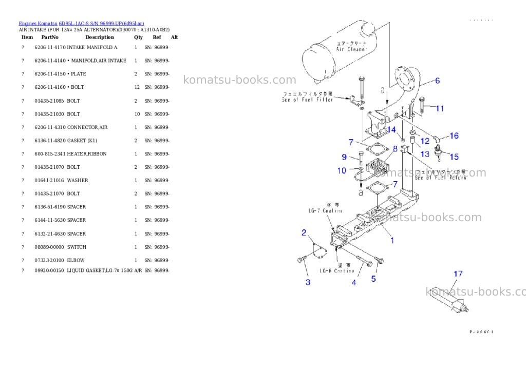 Komatsu 6D95L-1AC-S S/N 96999-UP Parts catalog cover Page 6
