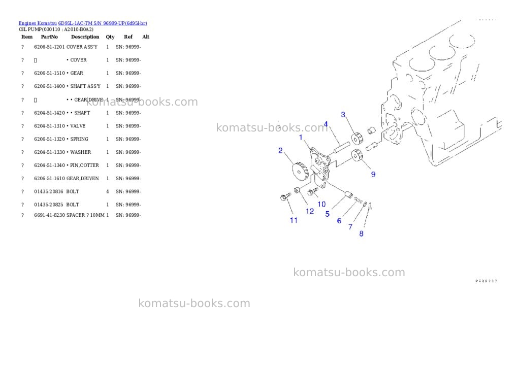 Komatsu 6d95l-1ac-tm s/n 96999-up Parts catalog cover Page 10