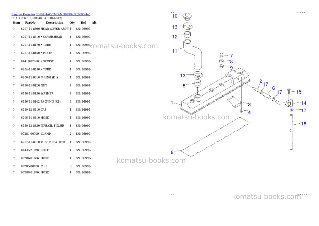 Komatsu 6d95l-1ac-tm s/n 96999-up Parts catalog cover Page 3
