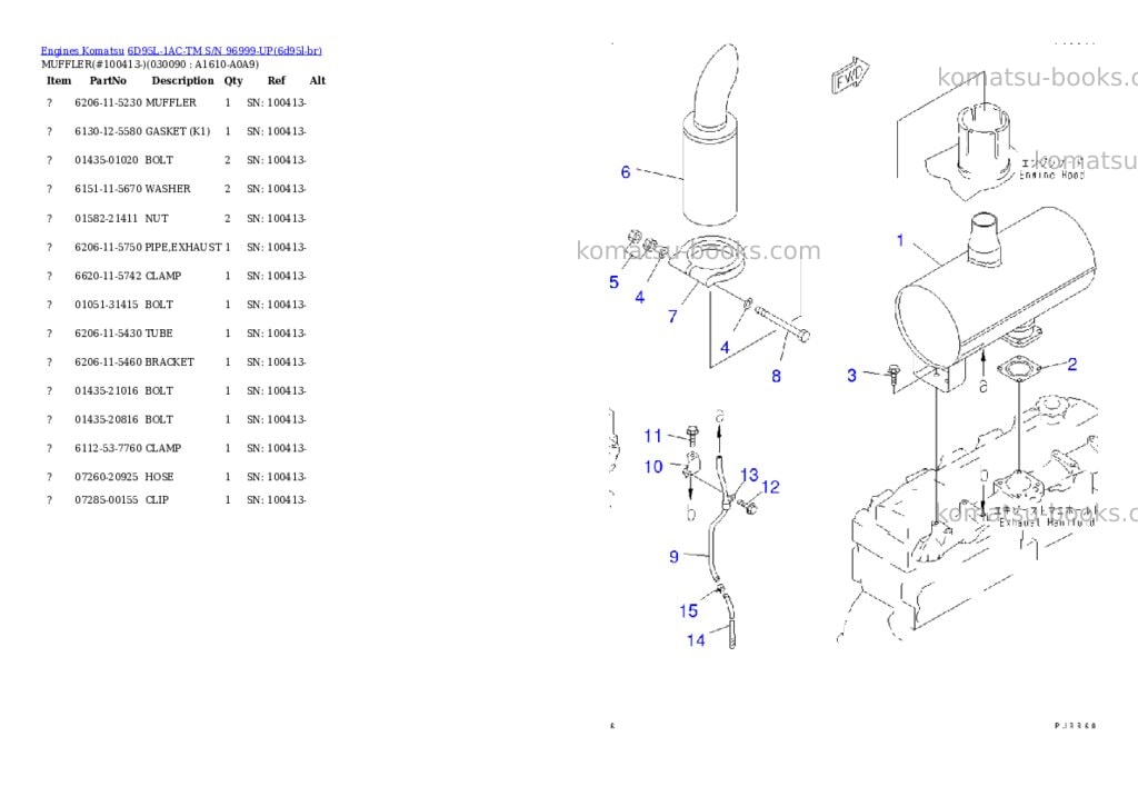 Komatsu 6d95l-1ac-tm s/n 96999-up Parts catalog cover Page 8