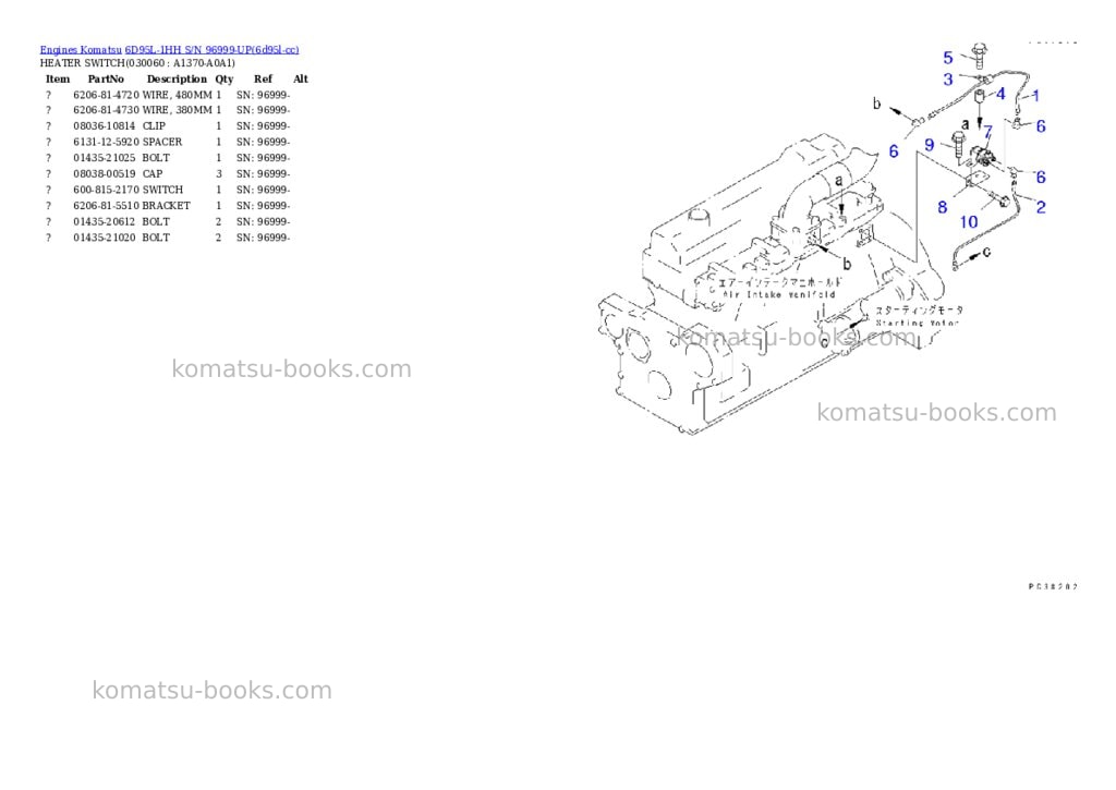 Komatsu 6D95L-1HH S/N 96999-UP Parts catalog cover Page 5 Komatsu 6D95L-1HH S/N 96999-UP Parts catalog cover Page 5