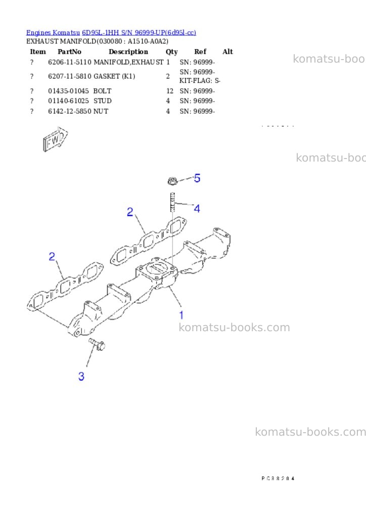 Komatsu 6D95L-1HH S/N 96999-UP Parts catalog cover Page 7 Komatsu 6D95L-1HH S/N 96999-UP Parts catalog cover Page 7