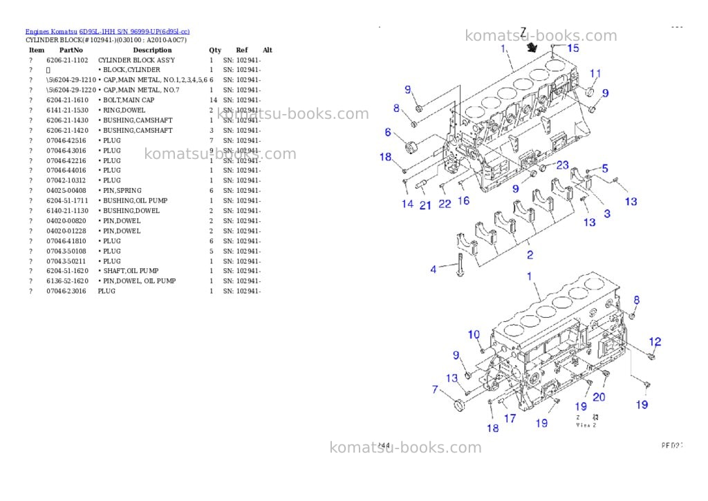 Komatsu 6D95L-1HH S/N 96999-UP Parts catalog cover Page 9 Komatsu 6D95L-1HH S/N 96999-UP Parts catalog cover Page 9