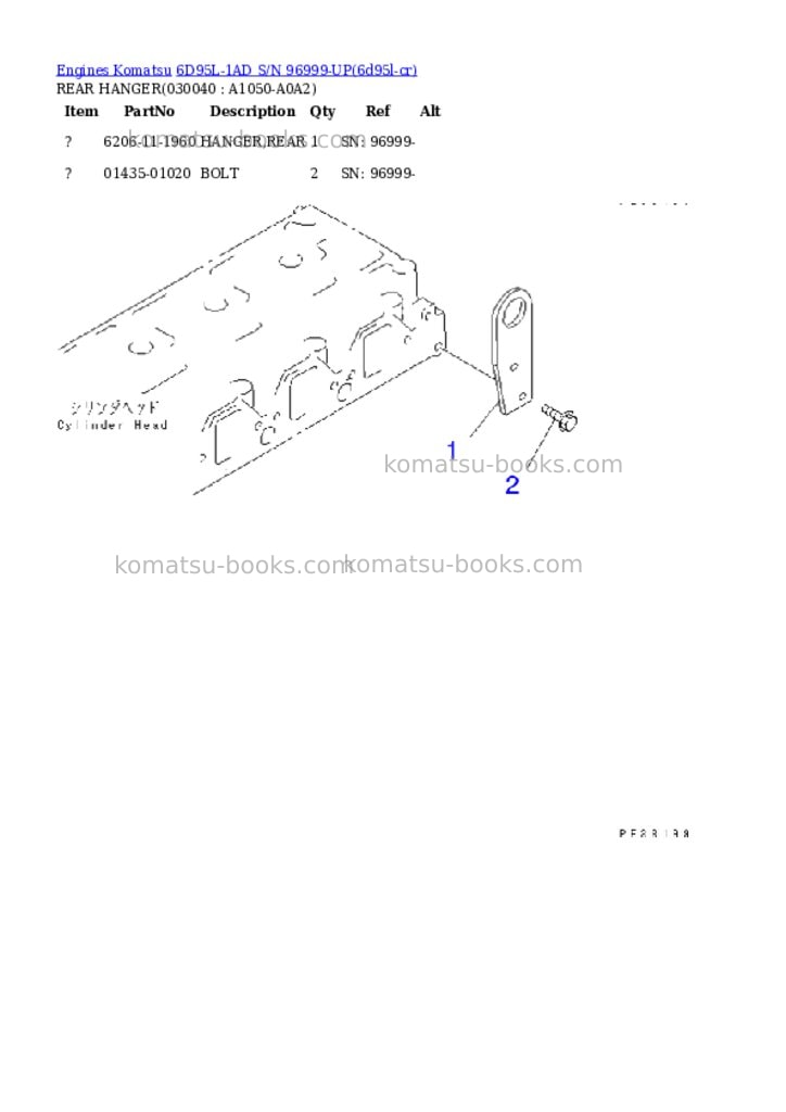 Komatsu 6D95L-1AD S/N 96999-UP Parts catalog cover Page 3