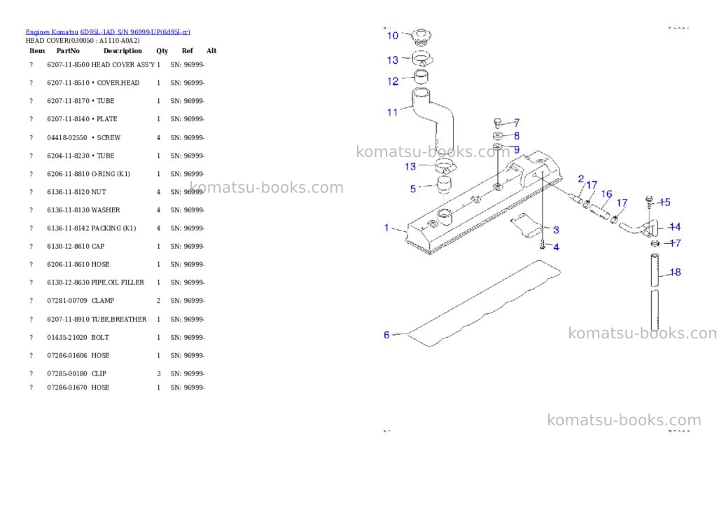 Komatsu 6D95L-1AD S/N 96999-UP Parts catalog cover Page 4