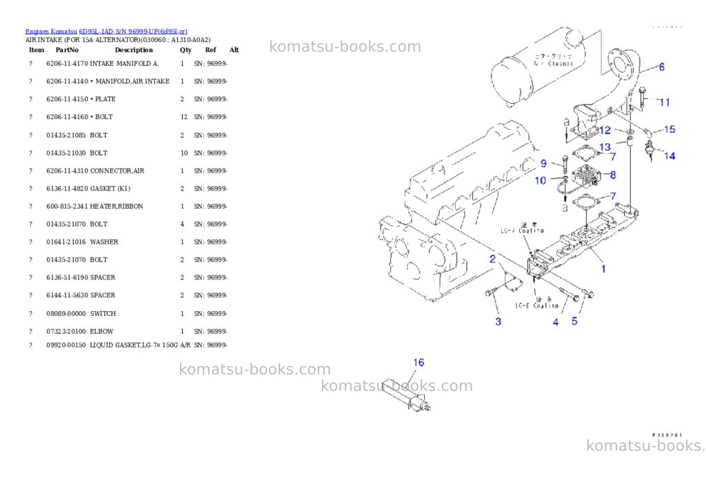 Komatsu 6D95L-1AD S/N 96999-UP Parts catalog cover Page 5