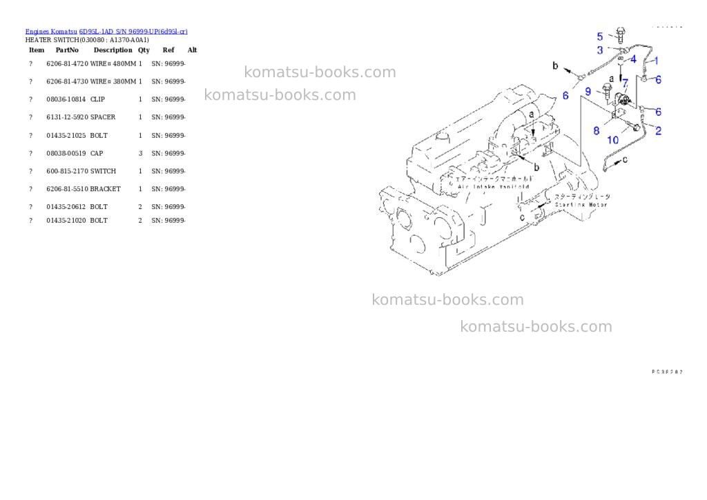 Komatsu 6D95L-1AD S/N 96999-UP Parts catalog cover Page 7