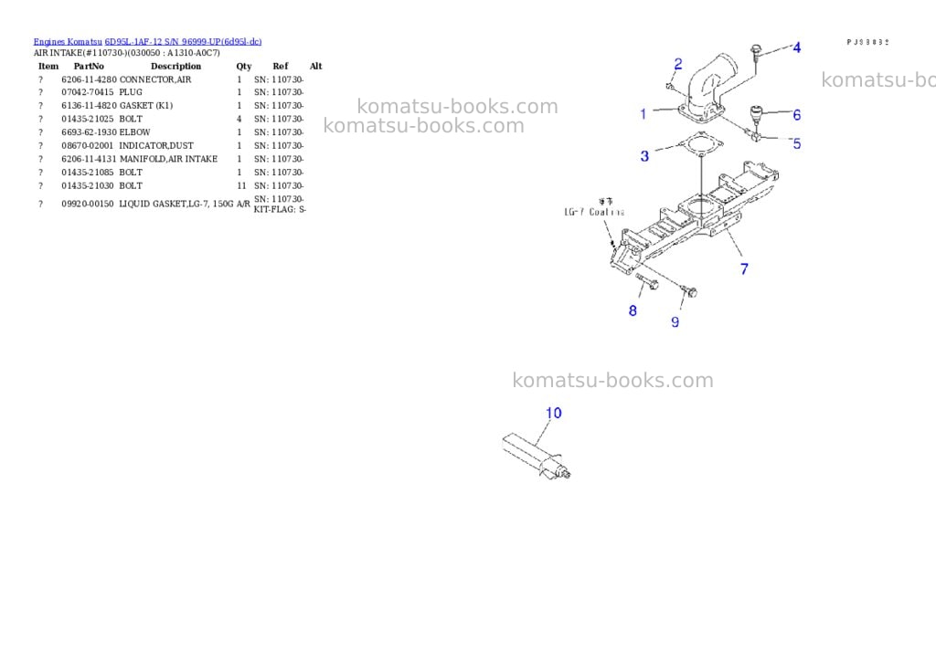 Komatsu 6d95l-1af-12 s/n 96999-up Parts catalog cover Page 4