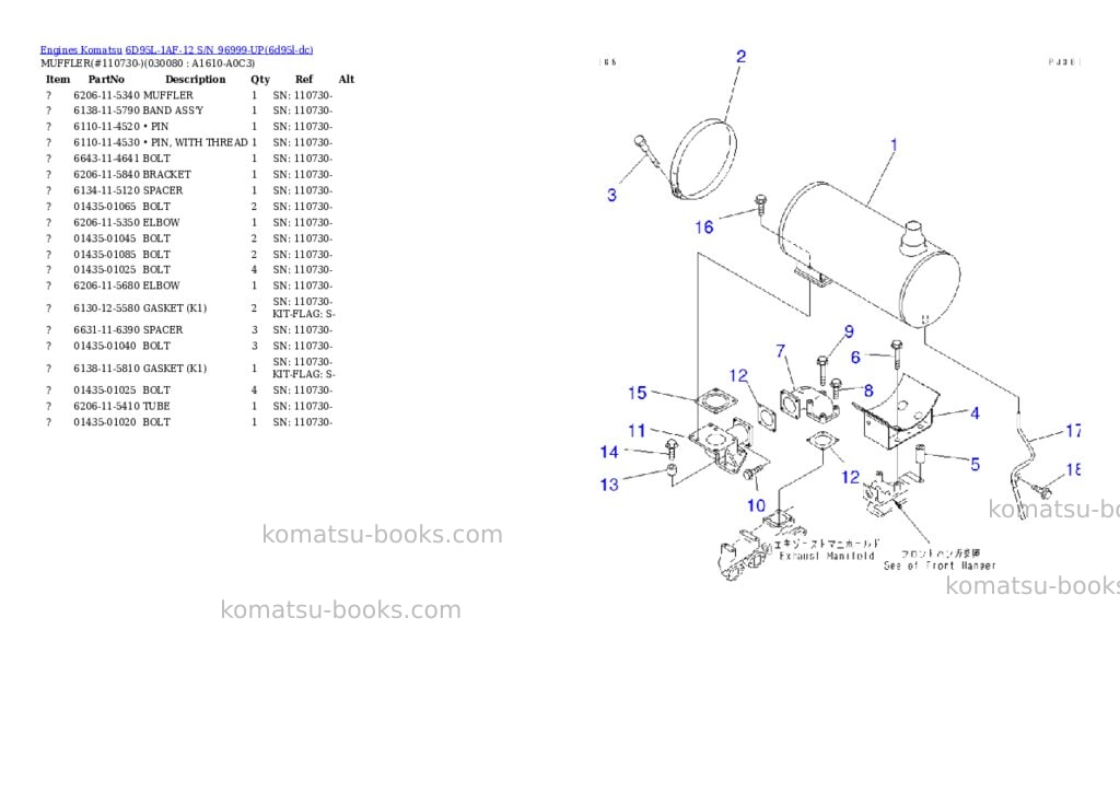 Komatsu 6d95l-1af-12 s/n 96999-up Parts catalog cover Page 7